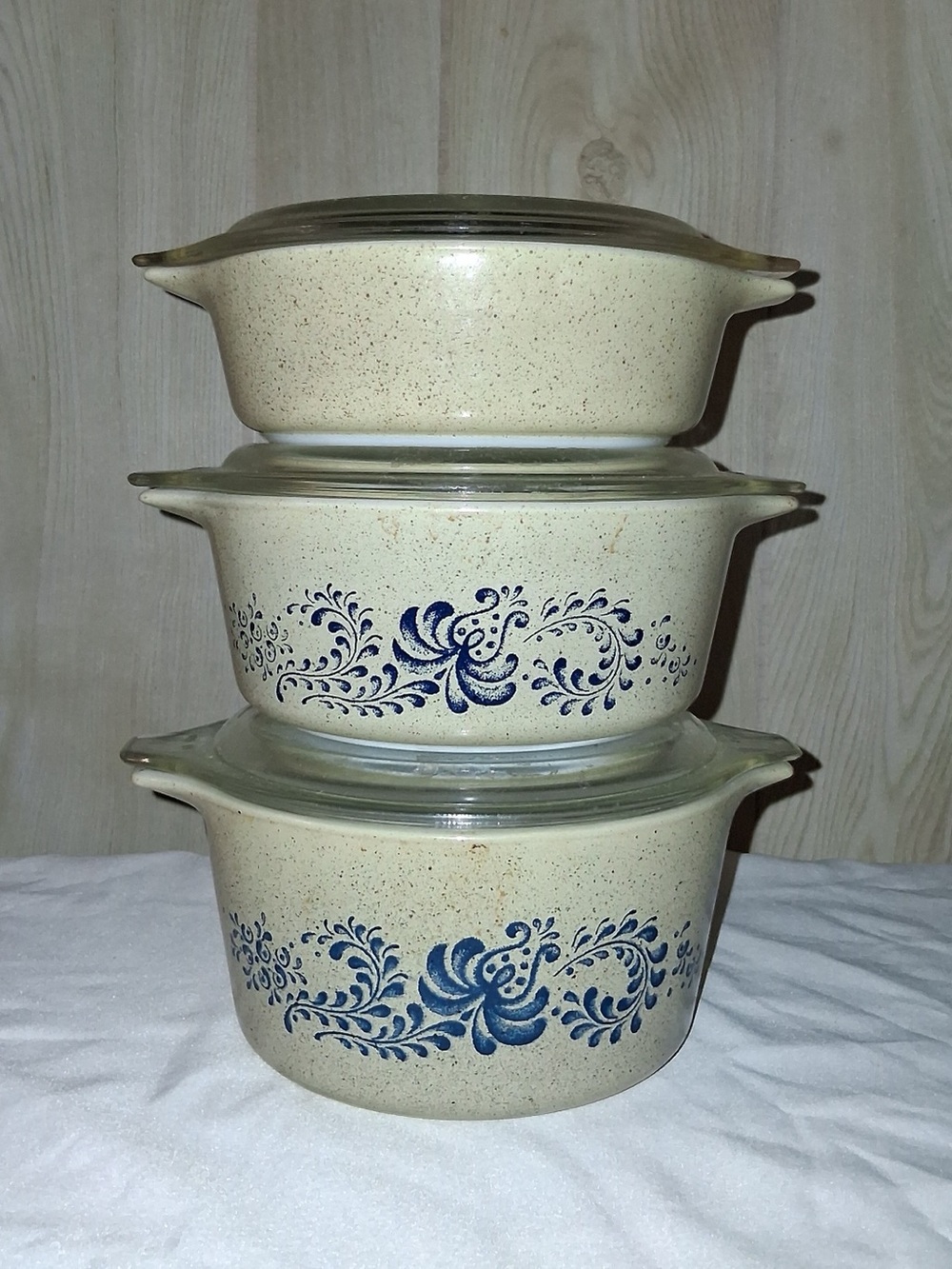 Vintage Pyrex by Corning Ware Casserole Dishes with Lids Blue Floral